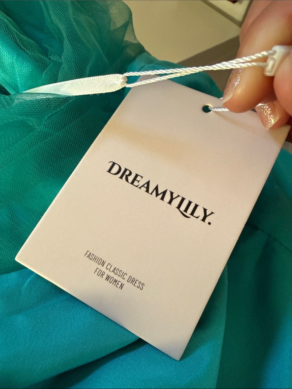 Teal Ruched V-Neck Ruffle Mermaid Dress - Picture 5 of 9